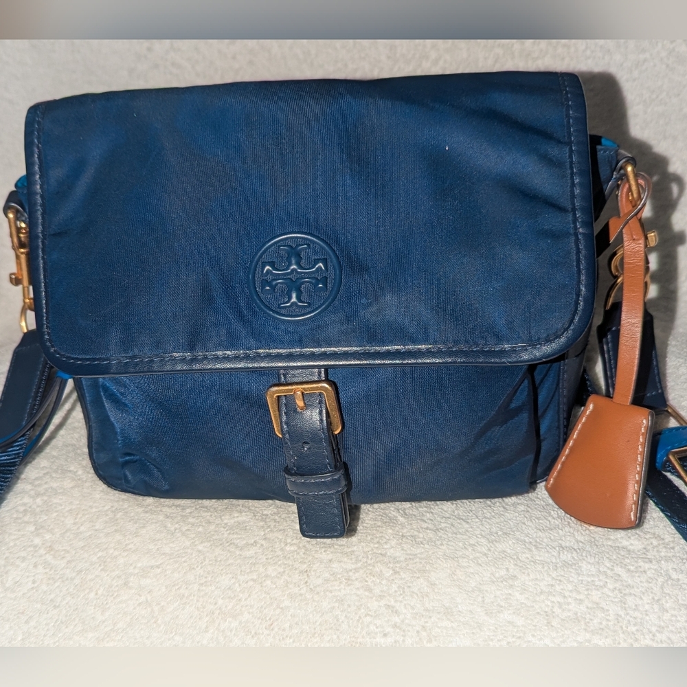 Tory Burch Perry Nylon Navy Blue Crossbody Bag